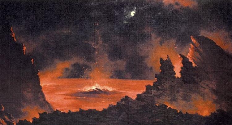 Jules Tavernier Volcano at Night Sweden oil painting art